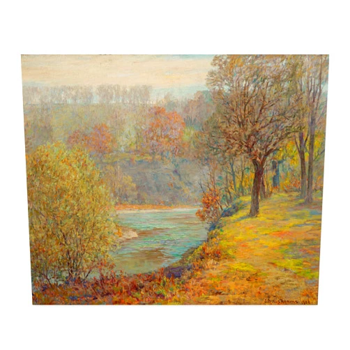 CLOUD NINE PRINTS | Late Autumn Tree Art, Vintage River Landscape Print - Woodland Forest Decor, Country Wall Art, Fall Impressionist Art (8x10 Print - Unframed)