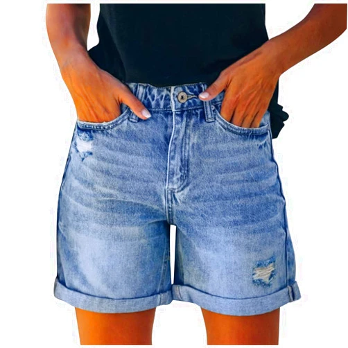 Generic Womens Denim Shorts Hot Shorts for Women Casual Summer Mid Waisted Shorts Jean with Pockets
