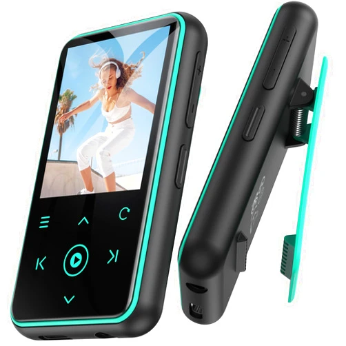 AGPTEK 64GB MP3 Player with Clip, 1.8 inch Bluetooth 5.3 Music Player with FM Radio, Voice Recorder for Sport Running, Supports up to 128GB TF Card, Model: M2, Blue
