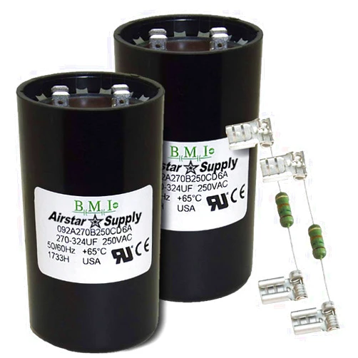 BMI (2) Pack, 270-324 uF x 250 VAC - BMI/USA Start Capacitor # 092A270B250CD6A with Bleed Resistor