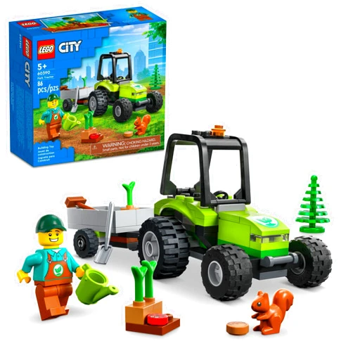 LEGO City Park Tractor 60390, Toy with Trailer for Kids Ages 5 Plus, Farm Vehicle Construction Set with Animal Figures and Gardener Minifigure, Gift Idea