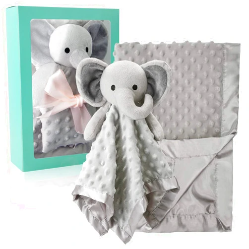 Pro Goleem Baby Blanket with Gray Elephant Security Blanket Newborn Gifts Set