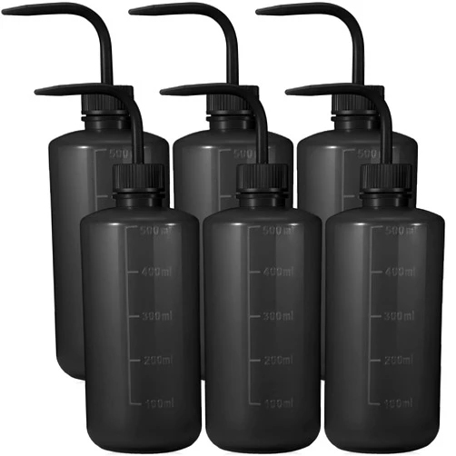 Epakh 6 Pcs 500 ml Tattoo Wash Bottle Water Squirt Bottle Lab Squeeze Bottles Lash Water Bottle Squeezer Safety Rinse Bottle for Eyelash Extensions, Tattoo Supplies, Cleaning, Succulent (Black)