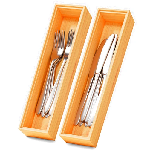 Lochantie Bamboo Kitchen Drawer Organizer Boxes – 12
