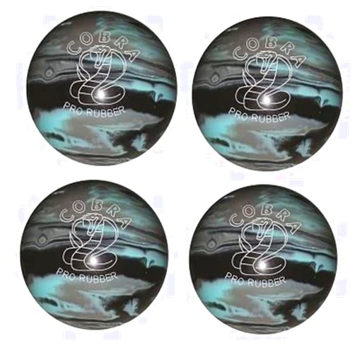 Bowlerstore Products EPCO Candlepin Bowling Balls - Cobra Pro Rubber - Black, Light Blue & Grey (4 1/2 inch- 2lbs. 6oz.) 4 Balls