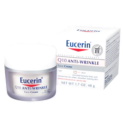Eucerin Q10 Anti-Wrinkle Face Cream, Unscented Face Cream for Sensitive Skin, 1.7 Oz Jar