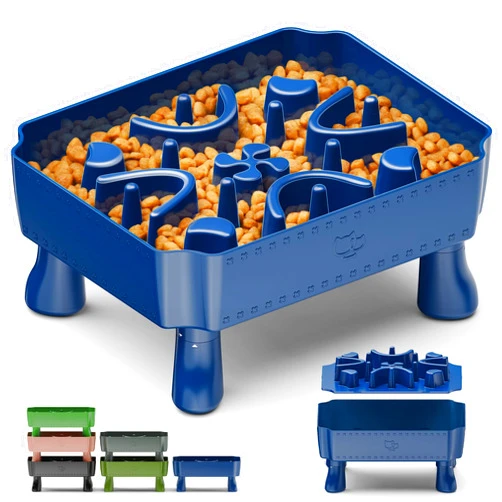 UPSKY Slow Feeder Dog Bowls,2 in 1 Dog Puzzle Slow Feeder for Large Breed, Maze Elevated Dog Food Bowl Anti-Choking Interactive Dog Feeding Bowls Slow Down Eating for Boredom & Anxiety Blue