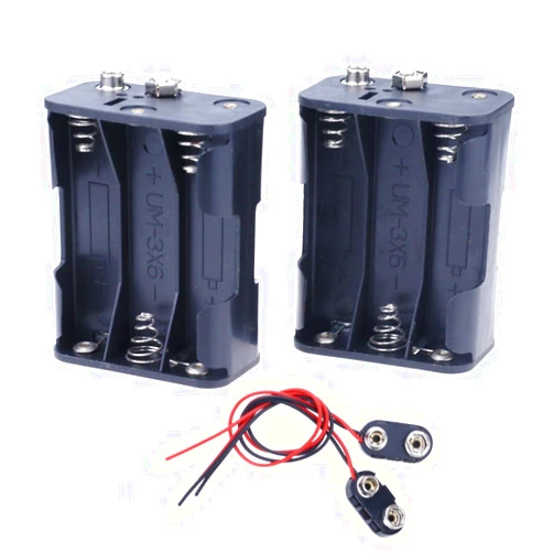 Hilitchi 2Set 6 x AA Thicken Battery Holder and T Type Wired Battery Clip Standard Snap Connector