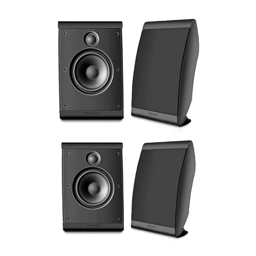 Polk Audio OWM3 Wall and Bookshelf Speakers | 4 Black Speakers | High-Performance Versatile Loudpeakers | Paintable Grilles | 2 Pairs, Black | Bolster Your Multi-Zone Home Sound System