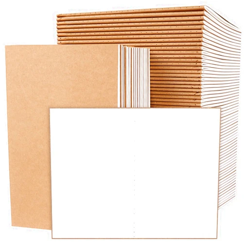 EOOUT 80pcs Kraft Notebooks for Kids, Blank Journals Bulk, Sketch Books, 60 Pages Composition Notebook, 80gsm, 8.3x5.5 Inches, Travel Journal Set, for Travelers, Students and Office Supplies