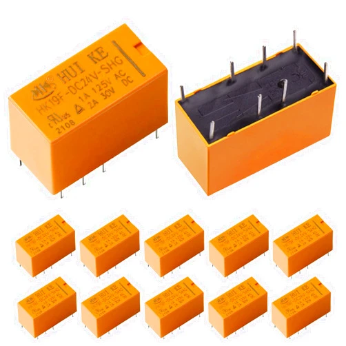 ABXLNIU 12Pcs DPDT Relay 24V Coil 8 Pin 2NO 2NC Mini PCB Power Relays HK19F-24V