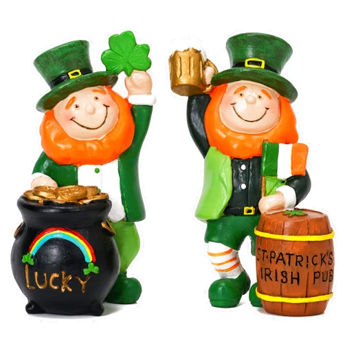 Valery Madelyn St Patricks Day Leprechaun Figurine Home Decor, 2Pcs Irish Luckly Tiered Tray Decor With Clover, Large Green Resin Gnome Saint Patricks Day Gift Decoration For Table Centerpiece, 5 Inch