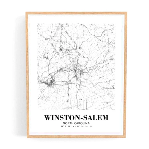 Eleville 8X10 Unframed Winston-Salem North Carolina City View Abstract Road Modern Map Art Print Poster Wall Office Home Decor Minimalist Line Art Hometown Housewarming wgn542
