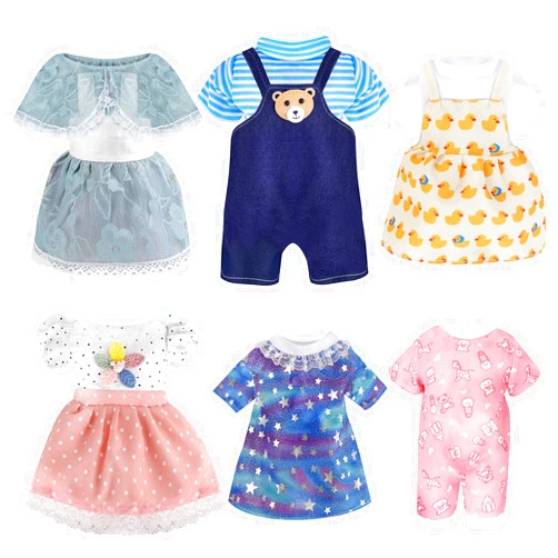 Digabi Girl Doll Clothes and Accessories Gift - 8 pcs Alive-Baby Doll Clothes Dress Outfits for 12 Inch Dolls, 6 Complete Sets Clothing of Dresses Cloak Onesies Pajamas …
