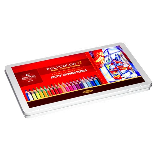Koh-I-Noor Polycolor Drawing Pencil Set, 72 Assorted Colored Pencils in Tin, 1 Each (FA3827)