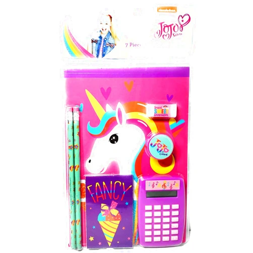 JoJo Siwa 7 Piece Calculator Set- Notebook, Notepad, Pencils, Eraser, Sharpener & Calculator (JoJo Siwa Unicorn)