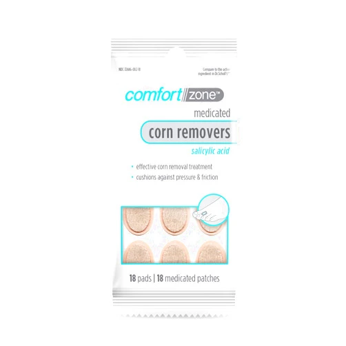 Comfort Zone Corn Removers Medicated Patches, Effective Corn Removal Pads with Salicylic Acid, 18 Medicated Patches and 18 Protective Pads