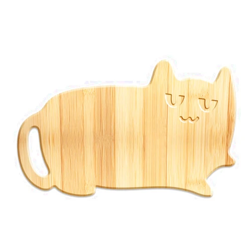 WEBEEDY Funny Charcuterie Board with Handle Funny Cat Shaped Bamboo Wood Cutting Board for Kitchen Decor, Cute Serving Tray for Kitchen Charcuterie Cheese Christmas Dinner Plate Gift, 13.1x7.9 inch