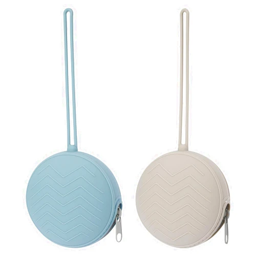 Nupoopy 2 Pack Silicone Pacifier Holder Case, BPA-Free Silicone Newborn Pacifier Holder for Baby Boys & Girls, Travel Pacifier Storage Case for Diaper & Strollers (Ether/Light Grey)