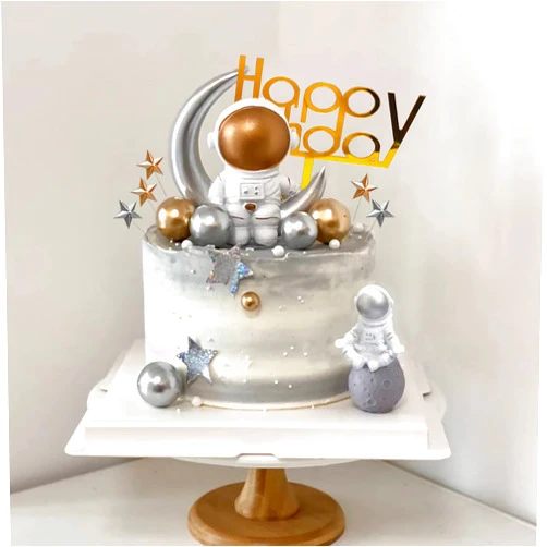 BANBALLON 19 Astronaut Figurines Star Cake Topper for Outer Space Theme Party Kids Birthday