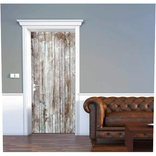 AceChic 3D Door Decal Wood Background Door Stickers Removable Adhesive PVC Door Wall Mural Door Wallpaper Door Art for Home Decor 30.3