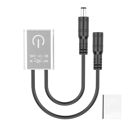 BTF-LIGHTING Mini Touch Dimmer Switch Brightness Adjustment monochrome On/Off Touch Dimming Switch Controller for LED Cabinet Light FCOB COB LED Strip Bar 12/24VDC Max3A Silver (No Power or LED Strip)