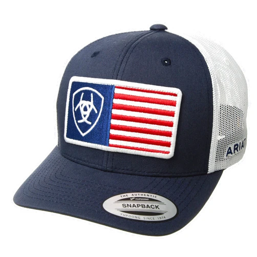 ARIAT Mens Navy Cap with Flag Patch Navy OS