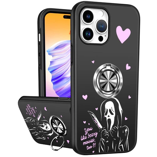 Kokaaee for iPhone 13 Pro Max Phone Case for Women Cute Cool Skeleton Skull Horror Gothic Goth Teen Girls Funny Design Y2K Cases with Stand Ring Holder Magnetic Cover for Apple 13 ProMax 6.7