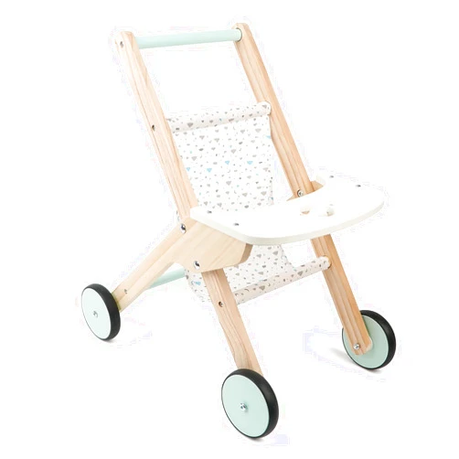 Canuan Wooden Baby Walker Doll Stroller, Baby Push Walker, Shopping Cart Learning Walker for Boys and Girls, Wood Push Toys for Babies Learning to Walk