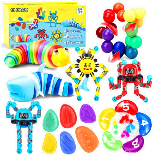 Hepoasky Fidget Sensory Toys for Kids Adults with Autism ADHD: 13 Pack Anxiety Relief Items Toy, Fun Classroom Prize & Travel Toys, Stress Relief Toy Gifts Party Favors for Kids