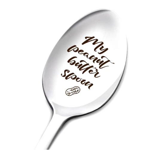 Muktoujaumai Birthday Gifts for Women Men, My Peanut Butter Spoon, Christmas Gifts for Boy Girl Mom Dad Grandma Grandpa, Peanut Butter Lovers Easter Basket Gifts, Engraved Stainless Steel Spoon Gifts