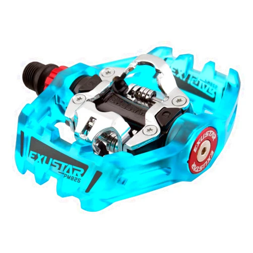 Exustar Pedals MTB Double Clipless PM825 Alloy Blue/Silver SPD - E-PM825-TRBL