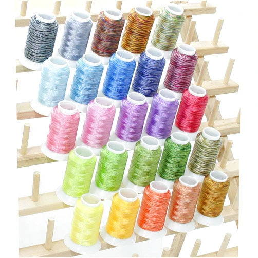 ThreadNanny 25 Cones Variegated Colors Polyester Machine Embroidery Machine Thread Compatible with Brother Babylock Janome Singer Pfaff Husqvarna Bernina Machines - 550yards