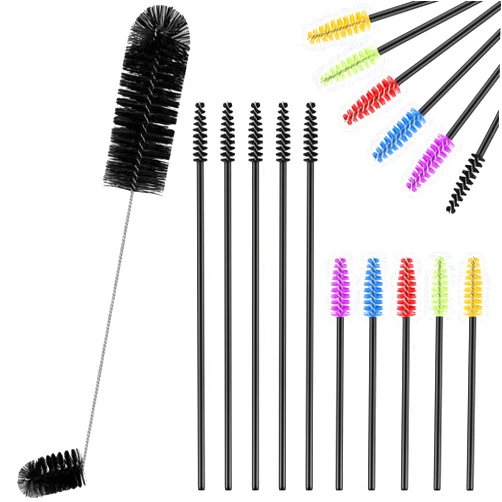Perthlin Hummingbird Feeder Cleaning Brush 19 Pieces 3 Size Mini Nylon Brush Set Double Headed Hummingbird Brush Clean Hard to Reach Places Tiny Cleaning Brush Kit 2 in 1 Hummingbird Brush(Black)