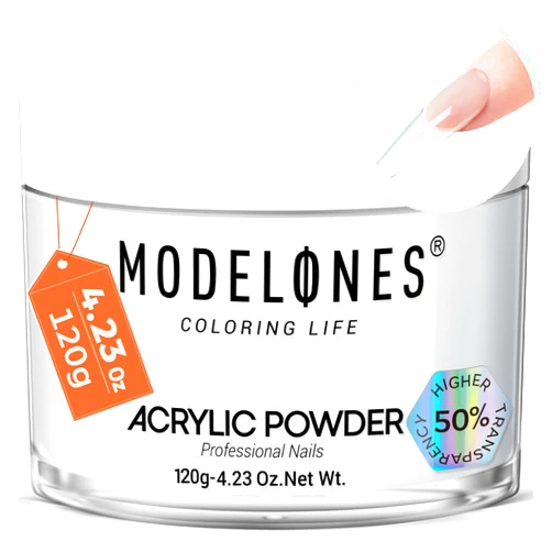 modelones Acrylic Powder, Upgraded 4.23oz Clear Acrylic Nail Powder, Crystal Clear Nail Acrylic Powder for Acrylic Nail Art 3D Nail Carving French Nail Extension, Non-Yellowing, Gifts for Women