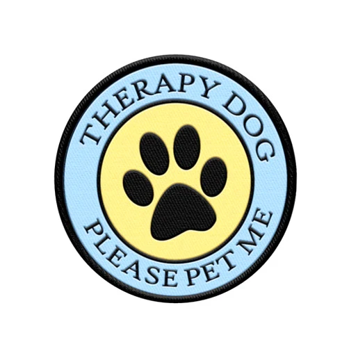 WORKINGSERVICEDOG.COM Therapy Dog - Please Pet Me Patch, 1 Round, Sew On, Animal Theme, Fabric, Blue, Adult