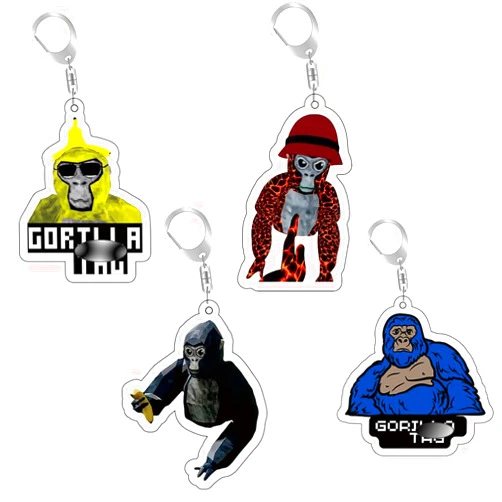 OVCOSER Gorilla Monke Tag keychain,Game Gorilla Monke Tag Cosplay Keyring Pendants 4pcs Set, Standard