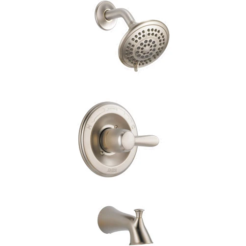 Delta Faucet Lahara 14 Series Single-Handle Tub and Shower Trim Kit, Shower Faucet with 5-Spray Touch-Clean Shower Head, Stainless T14438-SS (Valve Not Included), Without Rough