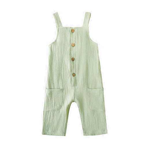 BSaogr Neutral Baby Boy Girl Overalls Cotton Gauze Sleeveless Romper Button Down Jumpsuits with Pockets Toddler Summer Clothes