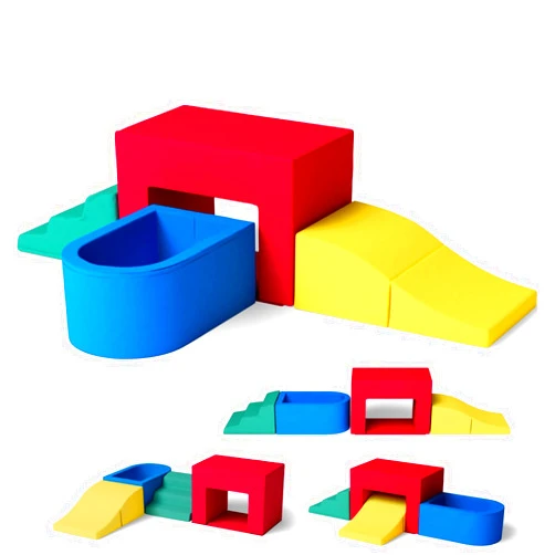 RDCMKL 4 Piece Velvet Leather Installation-Free Toddler Climbing Toys for Indoor Use, Foam Climbing Blocks for Toddlers 1-3, Soft Play Climbing Set, Easy to Clean, Climb and Crawl Foam Playset