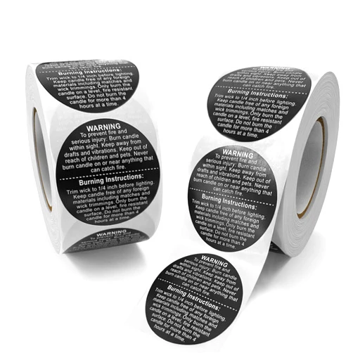 BallHull 1000 PCS Candle Warning Labels, 1.5inch Round Candle Safety Labels Sticker for Candle Making DIY Candle Jars (Black)