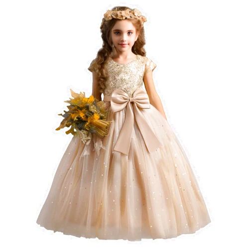 Nileafes Flower Girls Maxi Dress Bridesmaid Wedding Pageant Party Gown 4-14 Age