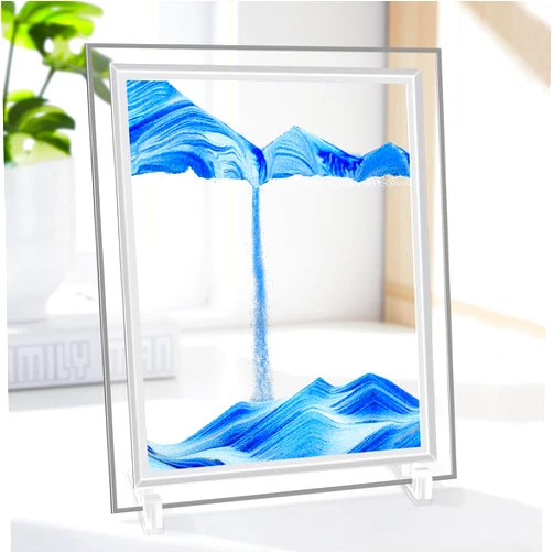 NIUCOO Sand Art Liquid Motion, Moving Sand Art Picture 3D Sea Sandscape, Flowing Sand Frame Adult Kid Large Desktop Art Toys (large)