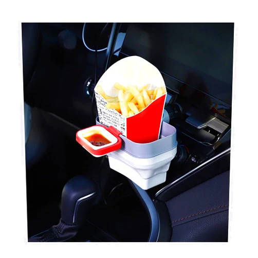 Suvnie Car Sauce Dip Clip, Multi-Function French Fries Holder with Sauce Cup, Foldable Dipping Sauce Dip Organizer Mount for Air Vent, Car Accessories for Cards Sunglasses Storage