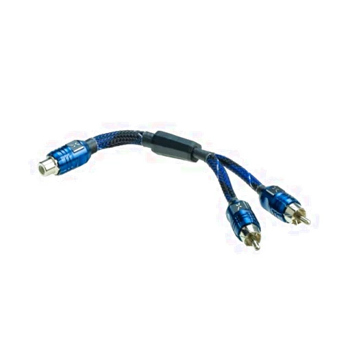Scosche EFX Delta DMM 2-Channel Multi-Core Twisted Pair RCA Interconnect Audio Cables - 2CH OFC Car Stereo Y-Adapter Connector Cable - 6 Inch Single Female to Dual Male