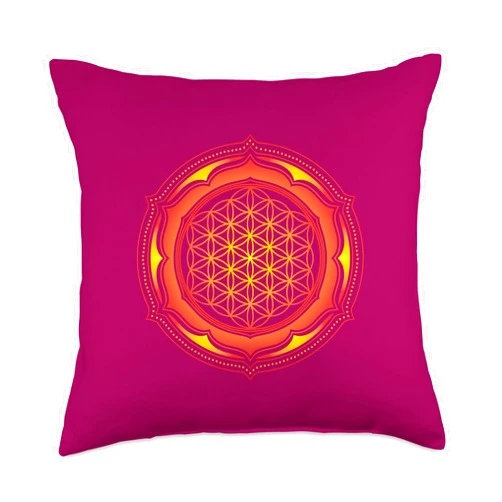 Spiritual Healing Sacred Geometry by yuma Flower of Life Sacred Geometrie Yoga Balance Harmony Symbol Throw Pillow, 18x18, Multicolor