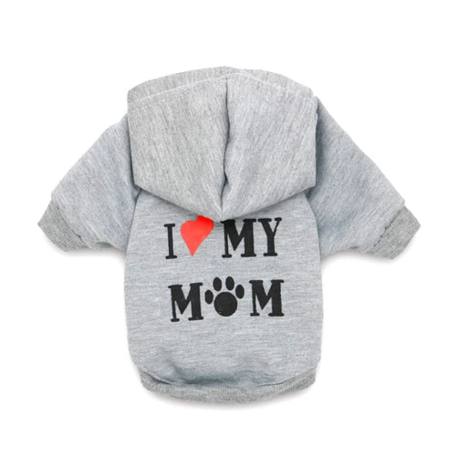 DroolingDog Dog Shirts I Love My Mom Dog Tshirt Small Dog Clothes Boy, XS, Grey