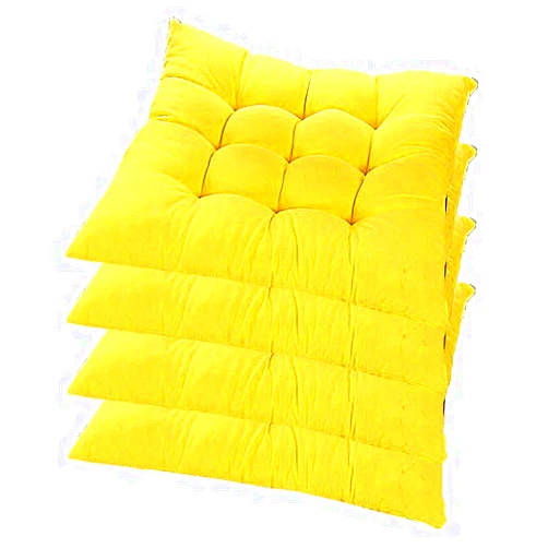 XNDCYX Chair Cushion Indoor/Outdoor, Thickened Wicker Cushion Square Filled Chair Pad Cushion Seat Cushions for Patio Chairs Home Office Dinning Chair, Durable, 40X40x5 cm,Yellow,4 Pack