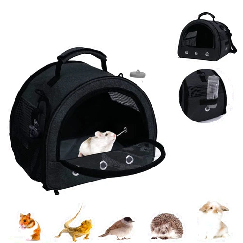 Sixbaola Guinea Pig Carrier,Portable Hamster Carrier Bag,Rabbit Bunny Travel Carrier Outdoor Handbag, Breathable Hamster Carrier with Water Bottle Holder and Removable Liner for Small Animal Carrier