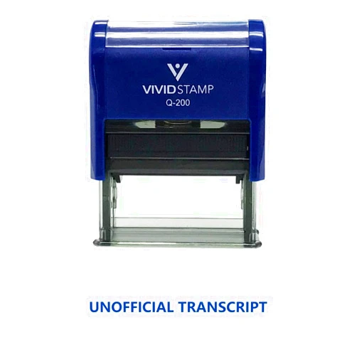 Vivid Stamp Unofficial Transcript Self Inking Rubber Stamp (Blue Ink) - Medium
